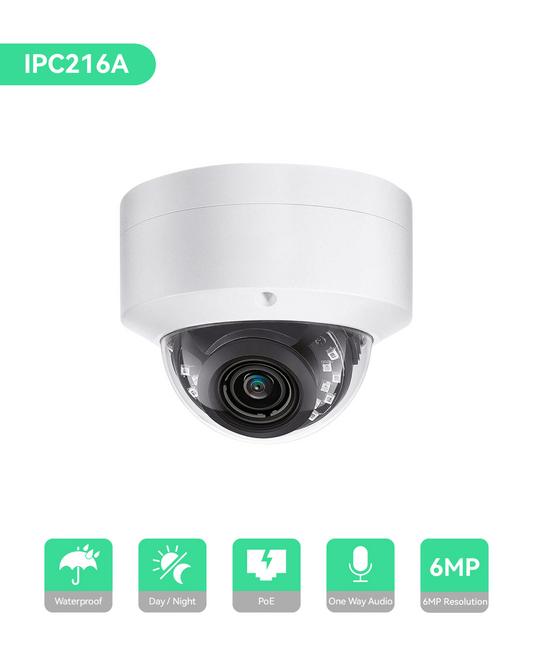 4K(16CH) 4TB PoE NVR System with 10*6MP Night Vision PoE Dome Security Cameras