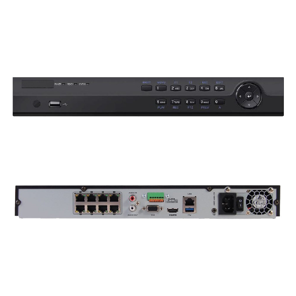 8CH 4K NVR 8 Channel Network Video Recorder 8Port PoE H.265 max 2 HDD, 1U case