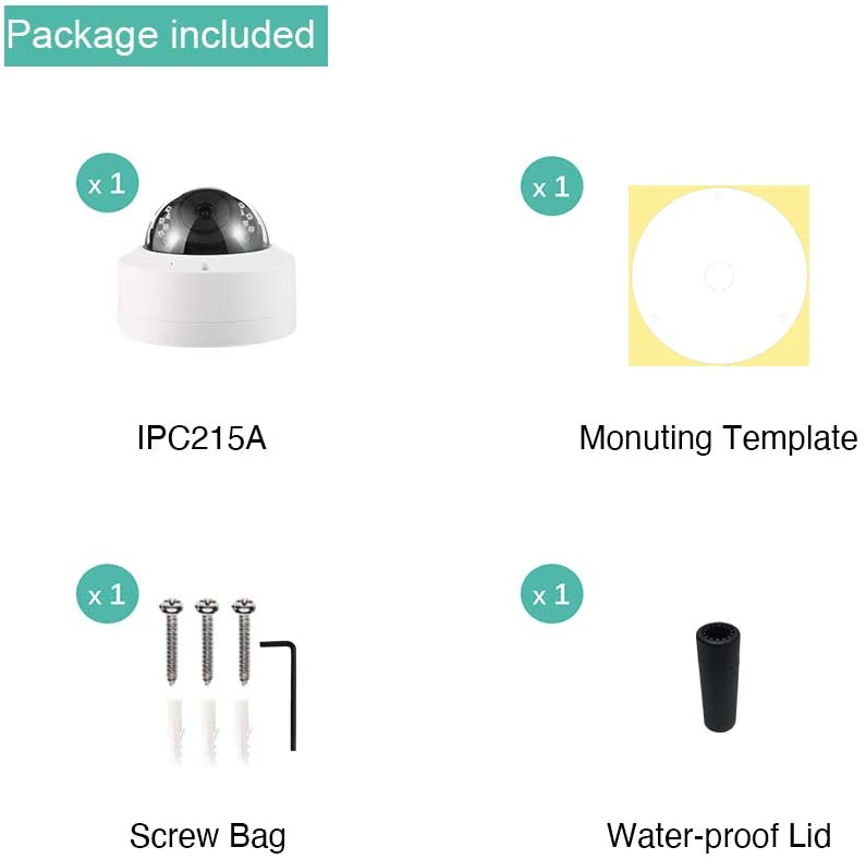 5MP POE IP Dome Security Camera with Audio, 2.8mm Wide Angle, 100ft IR Outdoor Security Camera Vandal-Proof and IP66 Waterproof with Remote Access