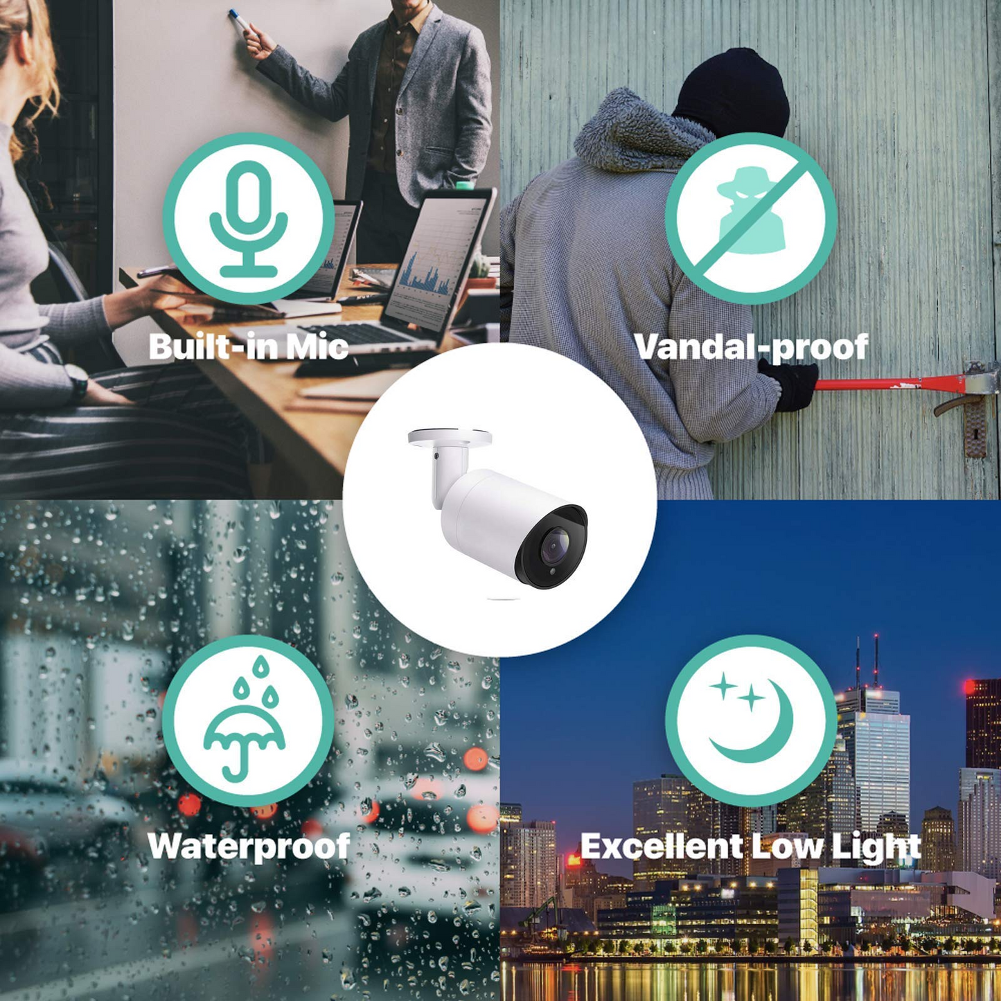 5MP POE IP Bullet Camera 2.8mm 5 Megapixels 2592x 1944 100ft IR Super HD Outdoor Security Camera IP66 Waterproof Remote Access