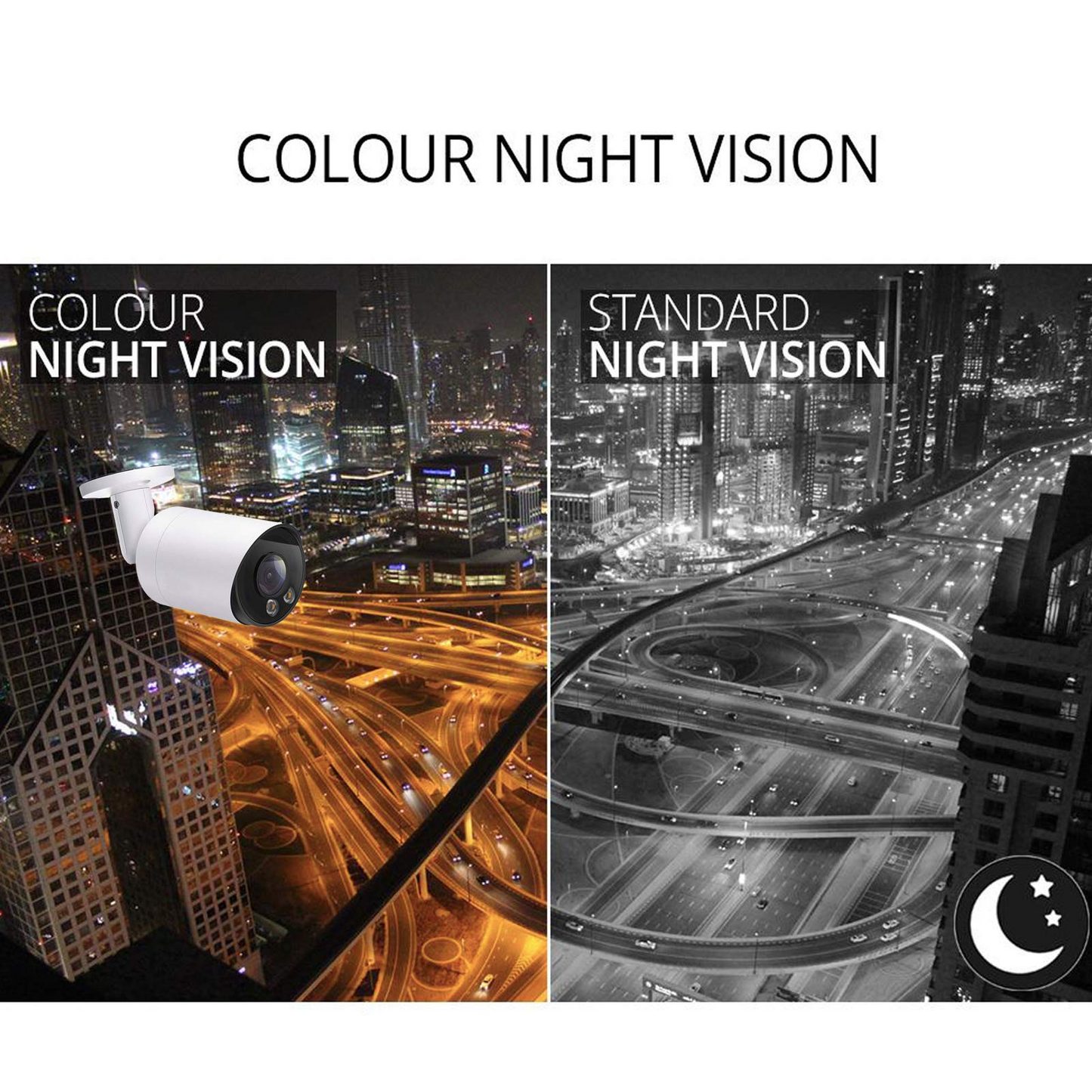 4K ColorVu POE IP Bullet Camera support 24hr color night vision with warm white LED and ONVIF NDAA Compliant for commercial video surveillance (IPC208C)