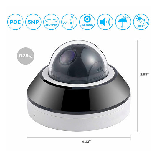 5MP PoE IP Mini PTZ Camera with 3x Optical Zoom and Built-in Microphone (IPC275-PTZ)