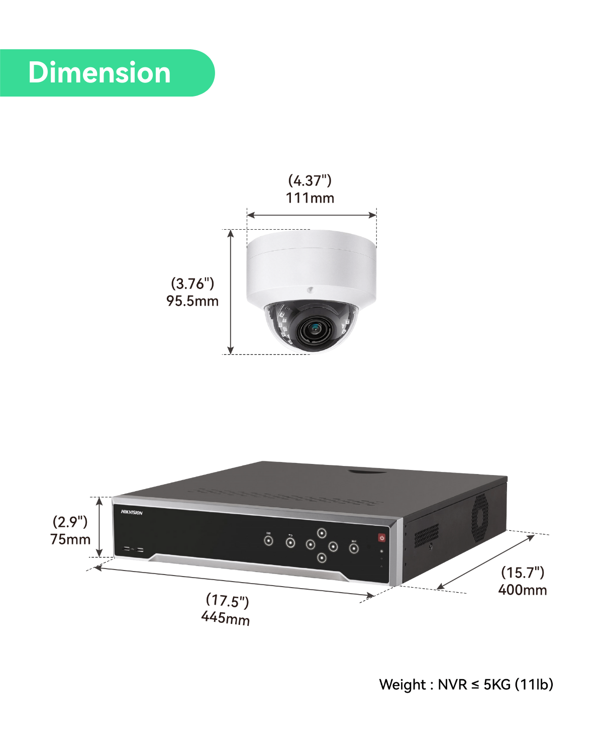 4K(16CH) 4TB PoE NVR System with 8*6MP ColorVu PoE Turret Security Cameras