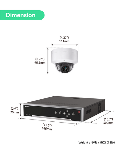 4K(16CH) 4TB PoE NVR System with 8*6MP ColorVu PoE Turret Security Cameras
