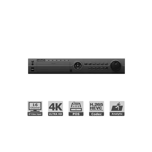 32CH NVR with 16 PoE ports, 4K resolution, max 4 HDDs, 1.5U case, support POS/LPR integration