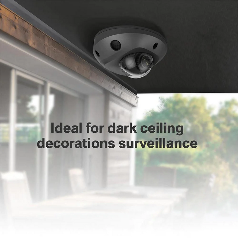 4MP Pro H.265 WDR IP wedge dome camera 100ft IR built-in Mic 2.8/4mm lens, Black color