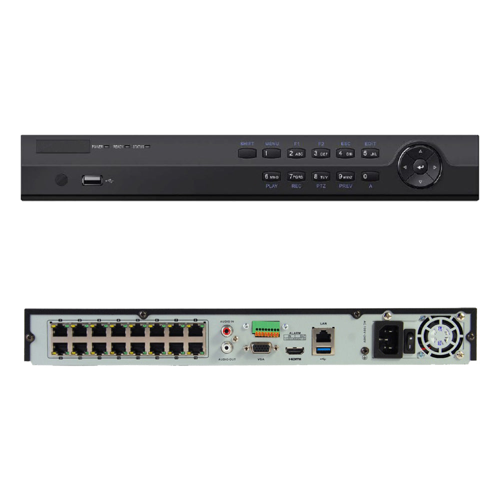 16CH 4K NVR 16 Channel Network Video Recorder 16Port PoE H.265+ max 2 HDD 1U case