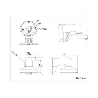 Wall-mount bracket for Hikvision Dome Camera White Aluminum alloy (Bracket-31WM (Metal) )