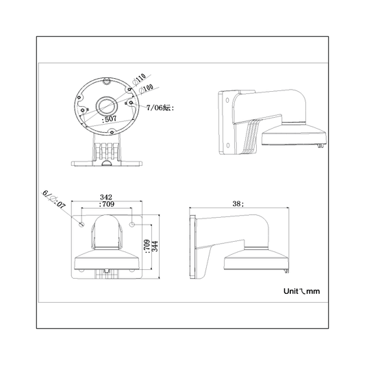 Wall-mount bracket for Hikvision Dome Camera White Aluminum alloy (Bracket-31WM (Metal) )