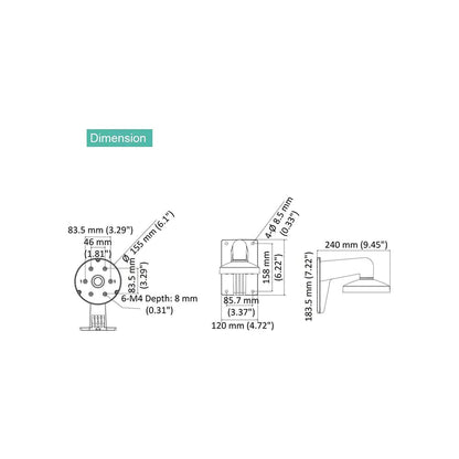 Outdoor Wall Mount Bracket for Hikvision Varifocal Dome Camera（Bracket-37WM-L）