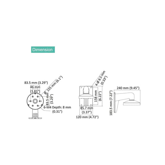 Outdoor Wall Mount Bracket for Hikvision Varifocal Dome Camera（Bracket-37WM-L）