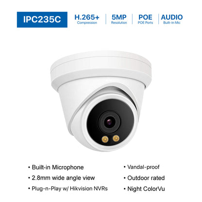 8 Channel 6MP PoE IP Camera System 8CH 4K NVR and 4 Pcs 6MP Night ColorVu PoE Turret Security Cameras with 2TB HDD