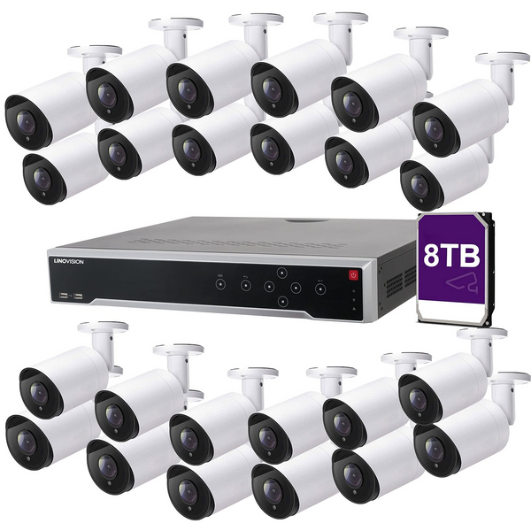 32CH 4K H.265 NVR PoE Security Camera System, (24) 6MP POE IP Cameras with Audio,8TB HDD,24-7 Recording,Plug-N-Play,100ft Night Vision, for Business,Warehouse,Restaurant,Retail