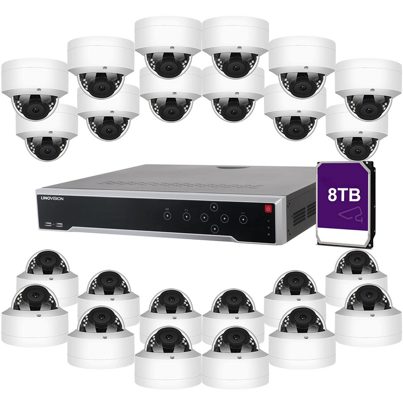 32CH 4K H.265 NVR PoE Security Camera System, (24) 8MP POE IP Cameras with Audio,8TB HDD,24-7 Recording,Plug-N-Play,Night Vision, for Business,Warehouse,Restaurant,Retail