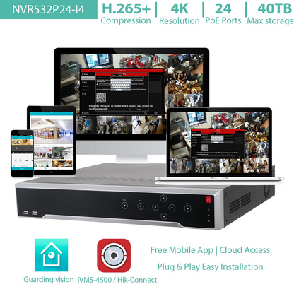 32CH 4K H.265 NVR PoE Security Camera System, (24) 8MP POE IP Cameras with Audio,8TB HDD,24-7 Recording,Plug-N-Play,Night Vision, for Business,Warehouse,Restaurant,Retail